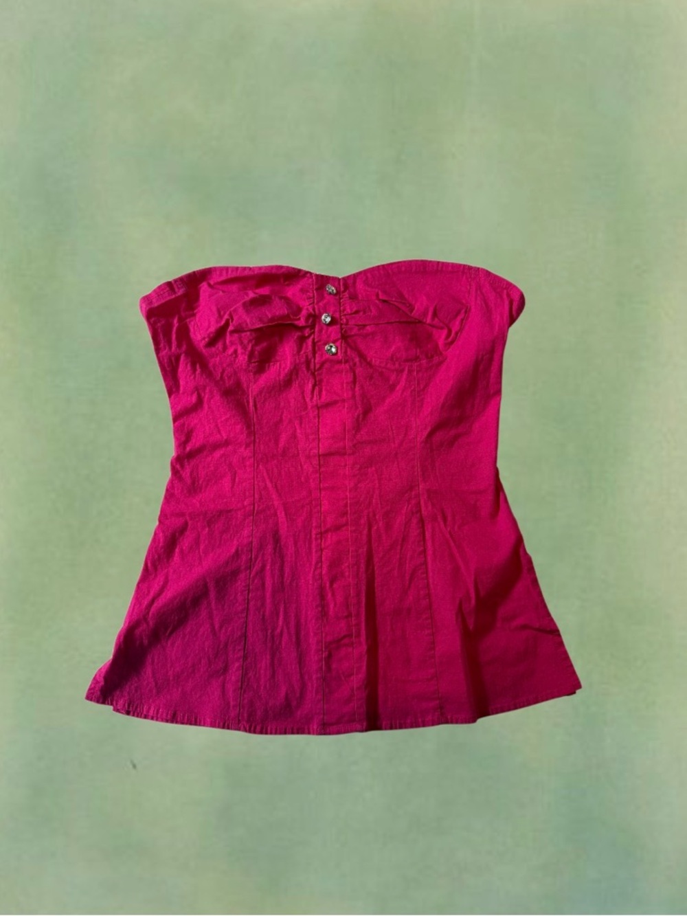 Strapless Fuchsia Pink Button-Accent Tube Top